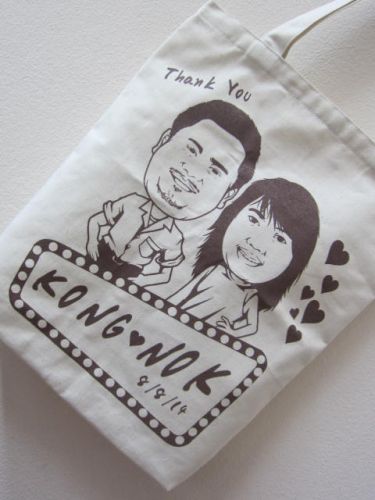 ถุงผ้า ของชำร่วย งานแต่งงาน ลายสกรีน ของคุณลูกค้า จาก baginlove.com