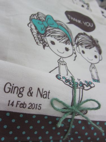 ถุงผ้า ของชำร่วย งานแต่ง สกรีนลายคู่รัก จาก baginlove.com 