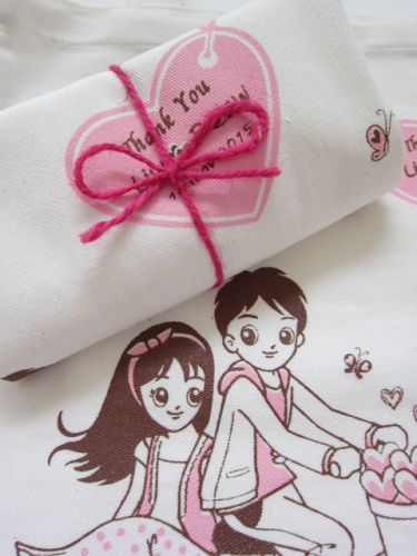 ถุงผ้า กระเป๋าผ้า ลดโลกร้อน ของชำร่วยงานแต่ง สกรีนลาย น่ารัก สวยงาม baginlove.com