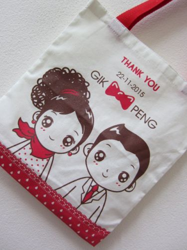 ถุงผ้า กระเป๋าผ้า ลดโลกร้อน ของชำร่วยงานแต่ง สกรีนลาย น่ารัก สวยงาม baginlove.com
